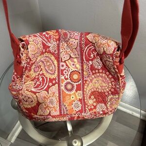 Vera Bradley Vibrant Large Red Paisley Women's Messenger Bag